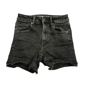 American Eagle Black Denim High Rise Shortie Shorts